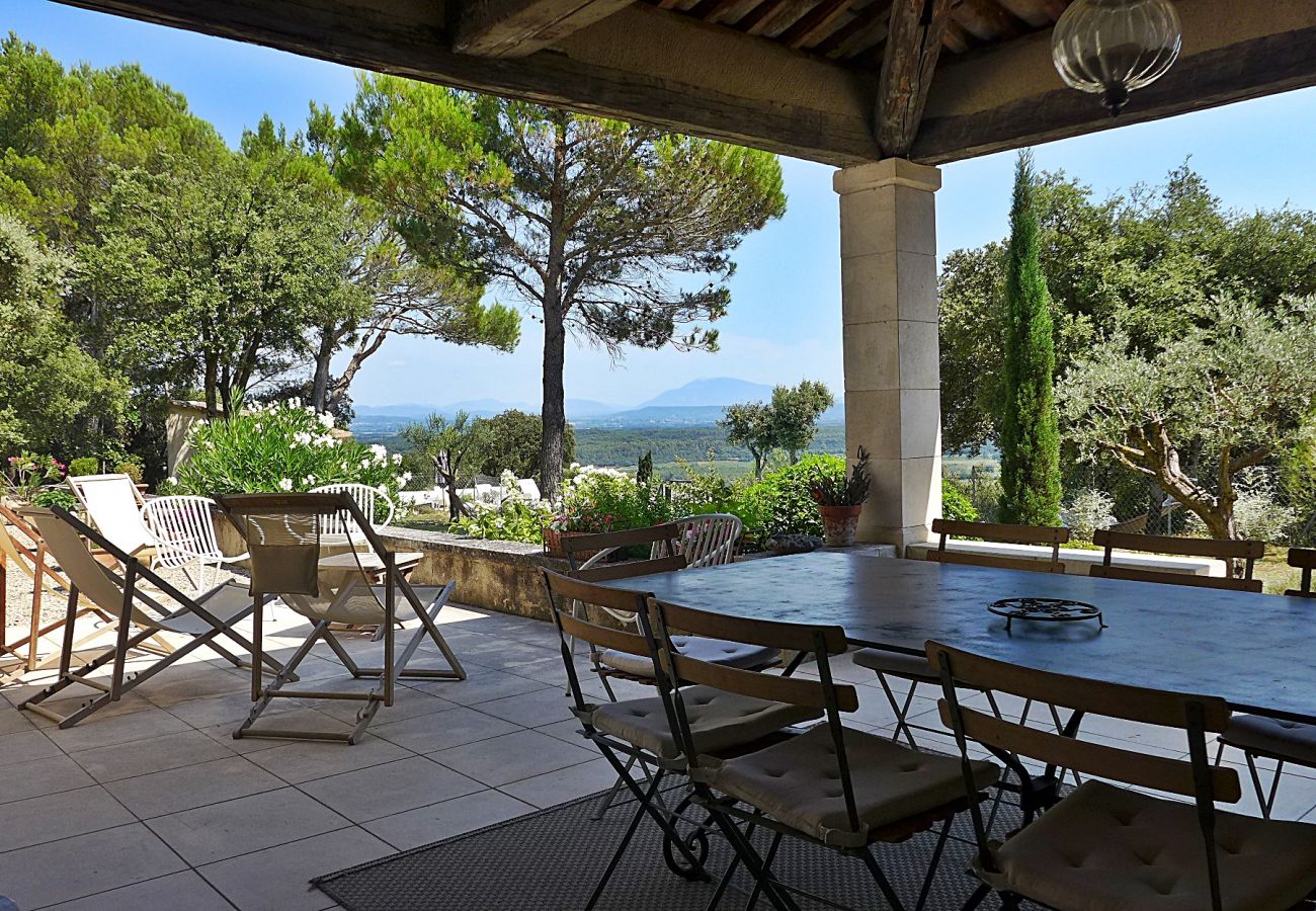 Ferienhaus in Saint-Restitut - Mas in der Drôme, Pool, Blick auf den Mont Ventoux